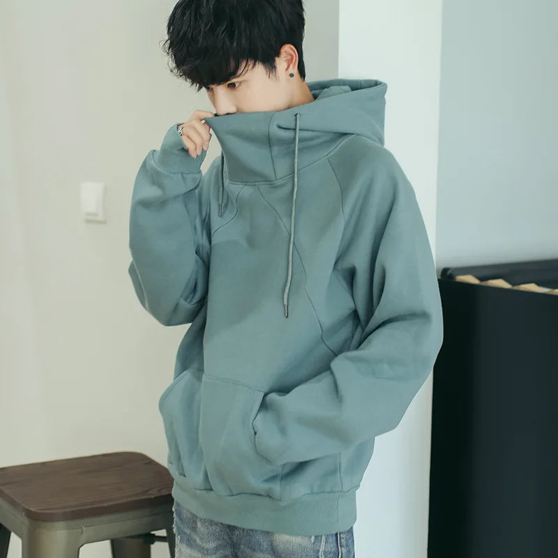 Korean Loose Turtleneck Men's Hooded 2025 New Spring and Autumn Trendy Velvet Jacket