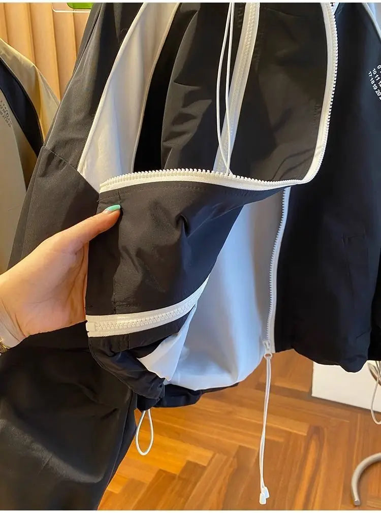 Spring Autumn Zipper Sweatshirt Men Bomber Jacket Cargo Coat Windbreaker Long Sleeve Outdoor Outerwear Black Men Clothing New