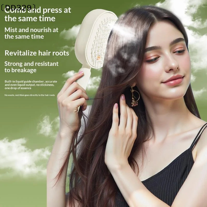 1 Set 3 In 1 Electric Spray Air Cushion Massage Comb Self Cleaning Steam Essential Oil Rechargeable For Frizzy Hair Scalp〔DD329〕