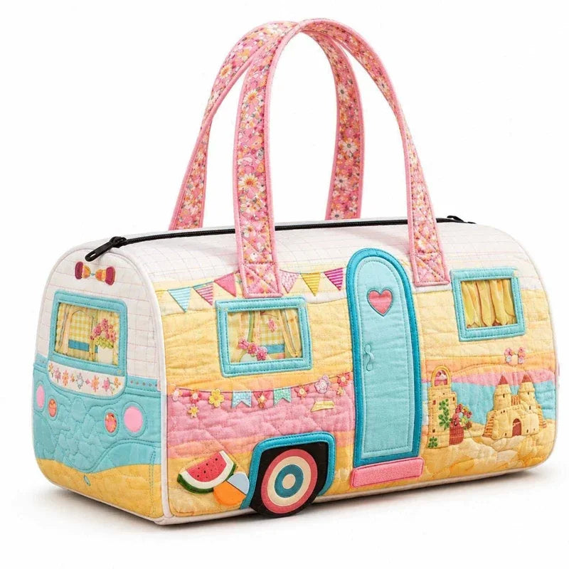 New 9 Styles Bus-Shaped Quilted Duffle Bag Large Capacity 3D Quilting Craft Travel Duffel Bag Tote Bags Short-distance Handbag