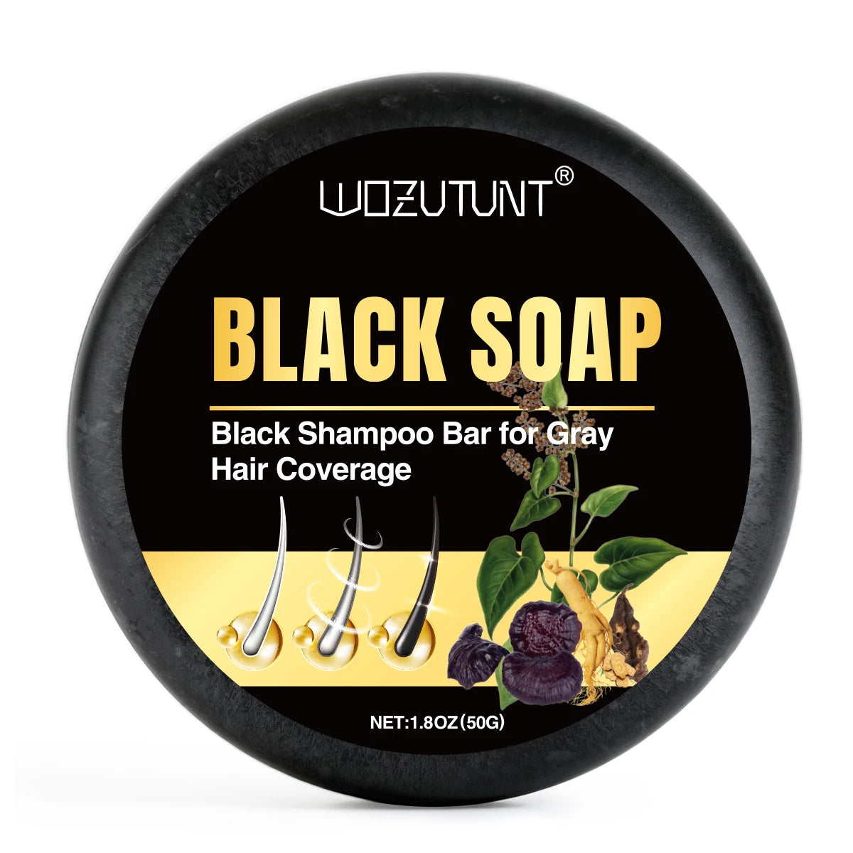 Natural Black Hair Shampoo Soap Ganoderma Polygonum Multiflorum Nourishing Gradually Repairing Gray Hair Herbal Hair Growth Soap