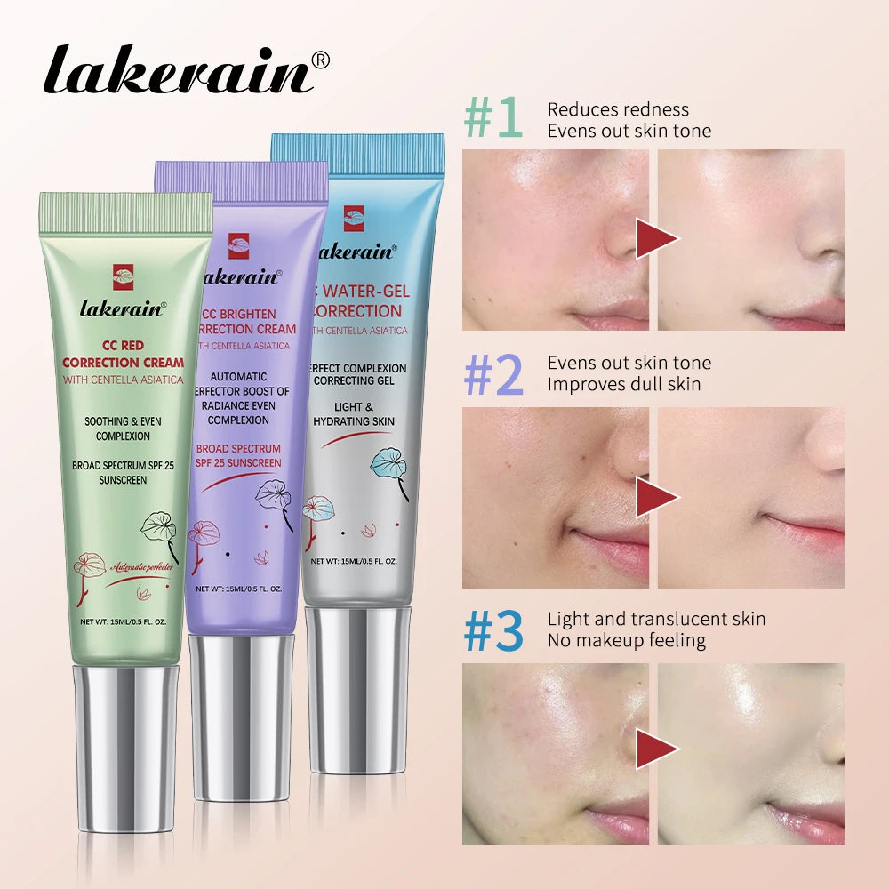 CC Red Correction Cream Liquid-Based Full Coverage Cream Waterproof Long-Lasting Correct Redness Foundation Korean Face Cosmetic