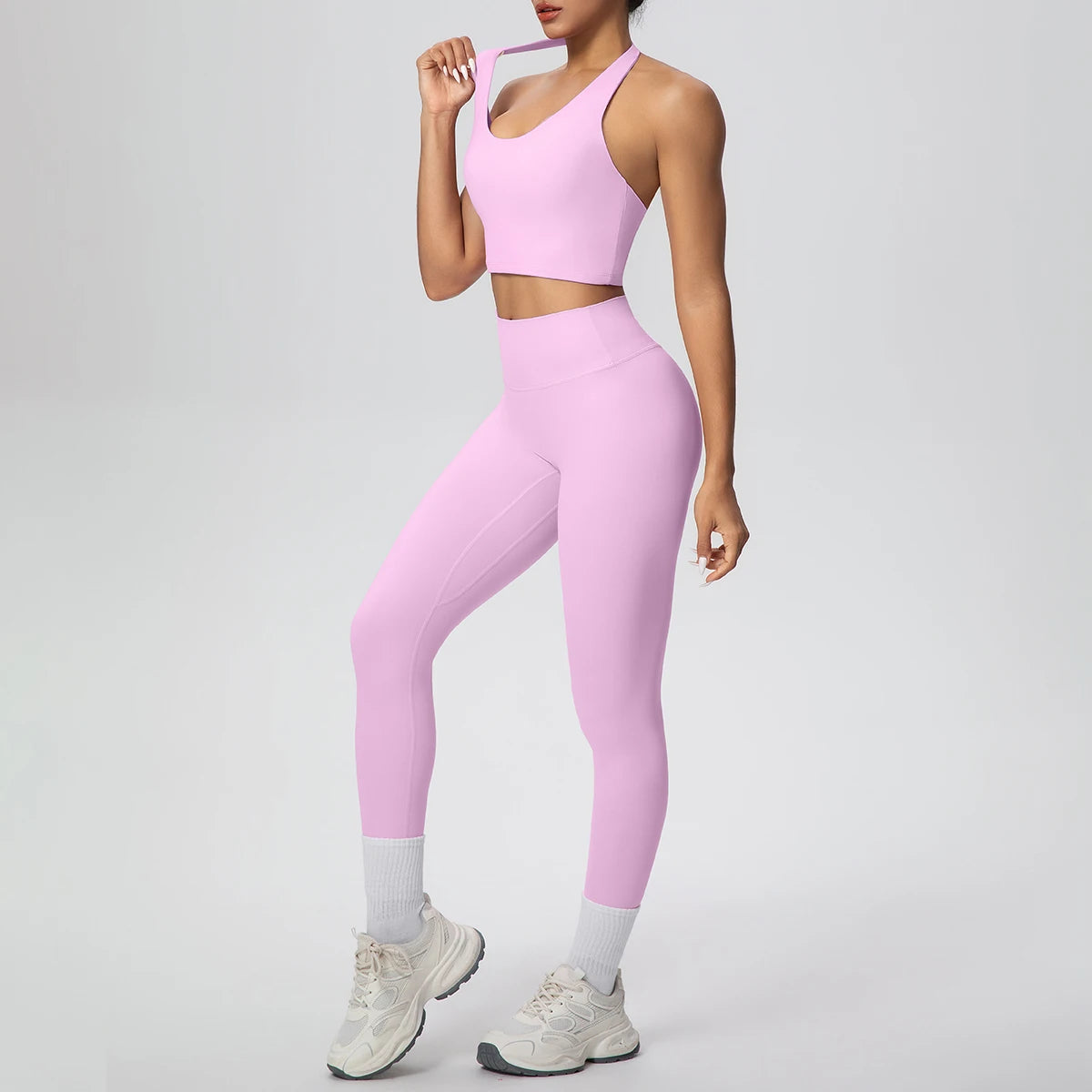 2PCS/set Yoga Set for Woman's Sexy Backless Halter Bra Sports Top Quick Drying Legging Summer Gym Fitness Pants Yoga Set