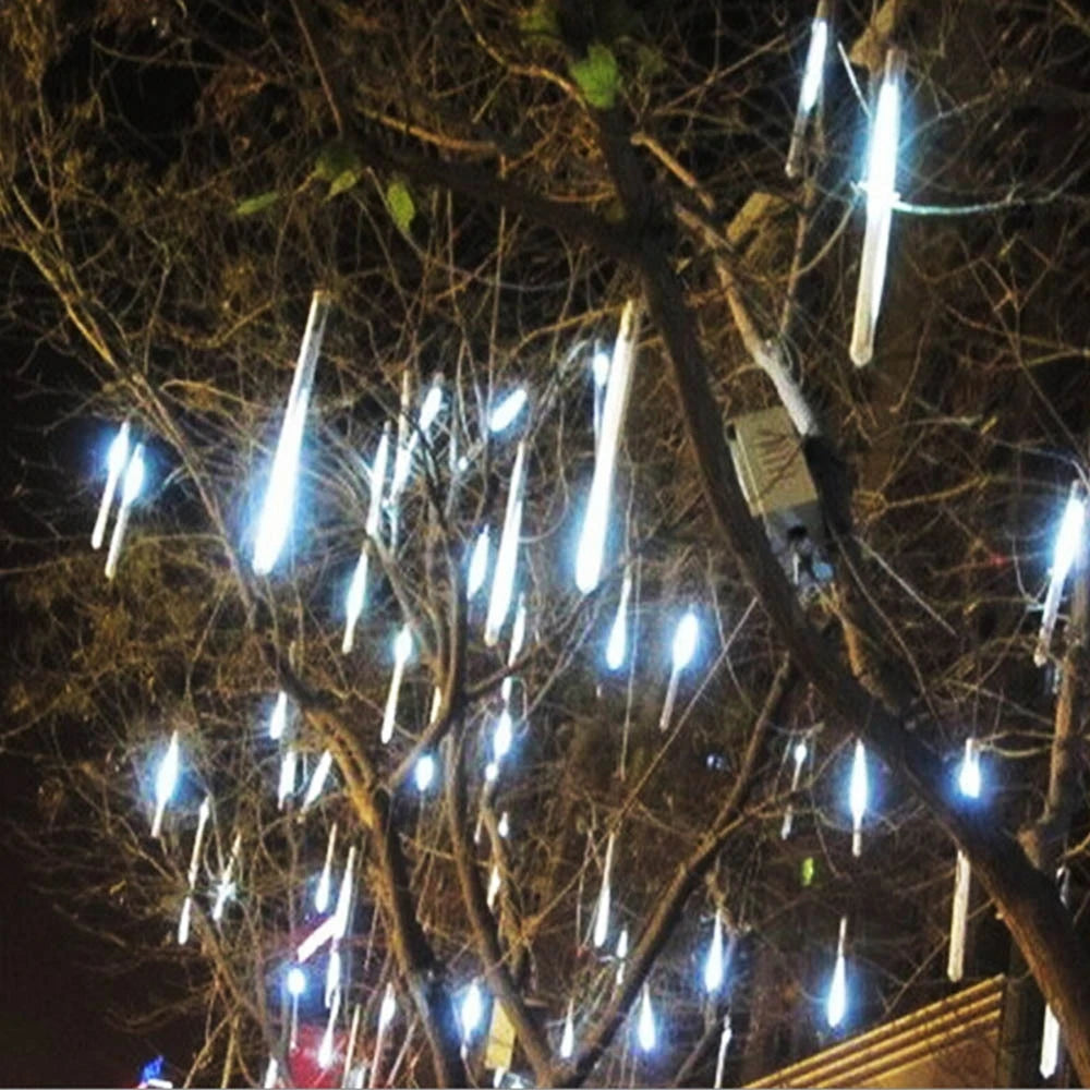 Outdoor  Meteor Shower Christmas Lights 10 Tubes 192 Led Hanging String Lights for Garden Tree Holiday Party Decoation Lamp