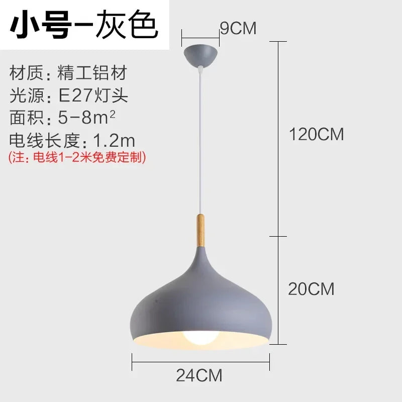 24cm European Style Pendant Lamp Macaroon Color Aluminum Products Chandelier Fresh Indoor Lighting in The Restaurant Bedroom
