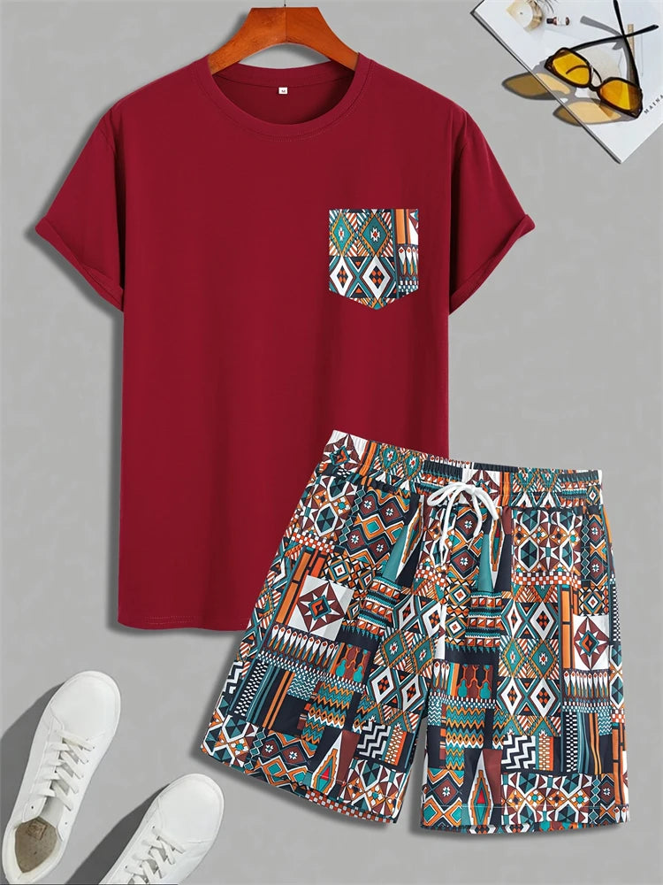 2026 New 3D Printed Skull Men's Casual Short-sleeved Top And Shorts, Daily Simple And Casual Versatile Men's 2pcs Set 2XS-6XL