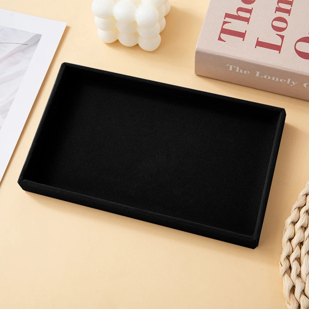 Black Jewelry Organizer Velvet Jewelry Storage Tray Display Ring Bracelet Necklace Storage Box Showcase Drawer