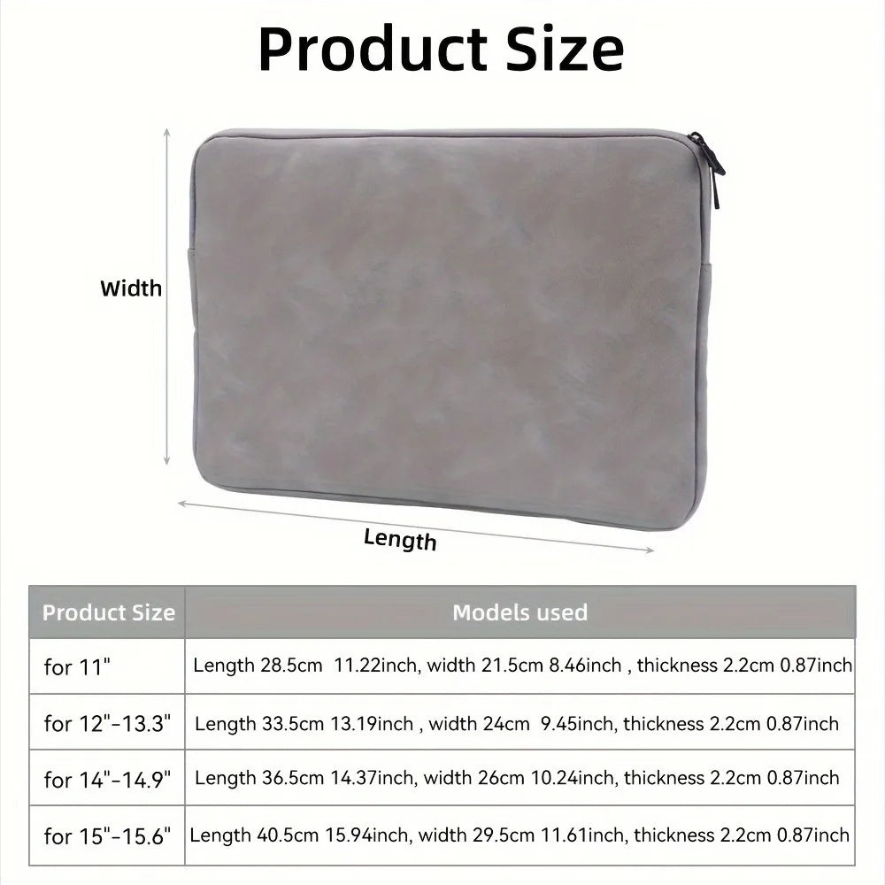 PU Leather Laptop Sleeve 11–15.6 Inch