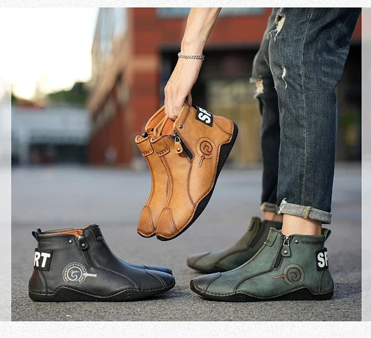 Autumn and Winter New Men's Short Boots  British Classic Retro Flat Bottom Cotton Shoes Outdoor Business Sports Casual Shoes
