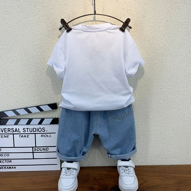 New Selling Summer Baby Boys Clothing Sets Tops Bear T-shirt + Short Pants 2 Pieces Set Kids Girls Age 2 3 4 5 6 7 8 9 10 Years