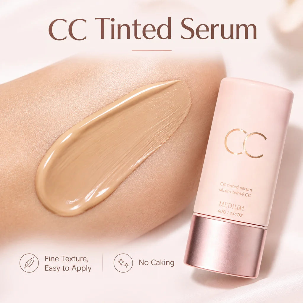 CC Tinted Serum Face Makeup, Color Correcting Moisturizing Skin Tint, Natural Coverage Makeup Base, Waterproof Long Lasting