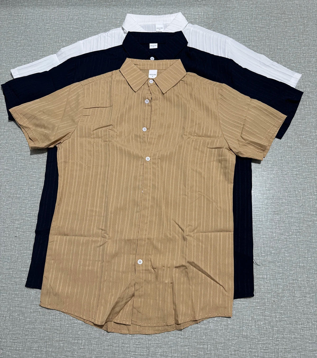 Lazy Street Style Vertical Stripe Slimming Shirt Shorts Two-piece Set No Need To Pair With Autumn Men's Thin Knit Sports Suit