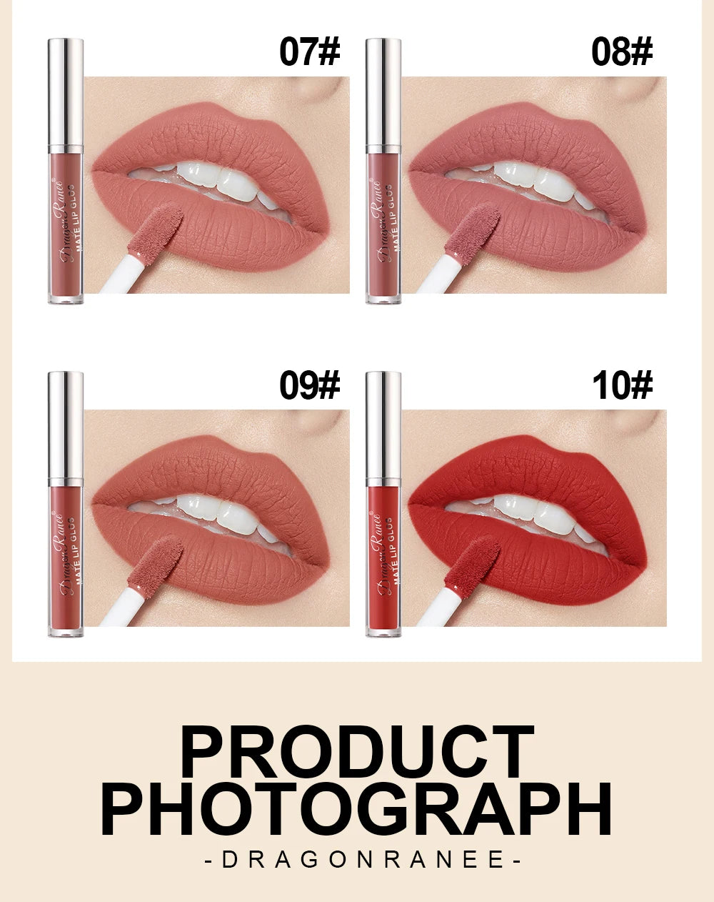 Lip Gloss Set of Ten in a Box, Velvet Soft Matte, Brightening, Versatile, Moisturizing Lipstick, Nude Color, Long-Lasting, Non-Stick, Non-Fading Lip Gloss