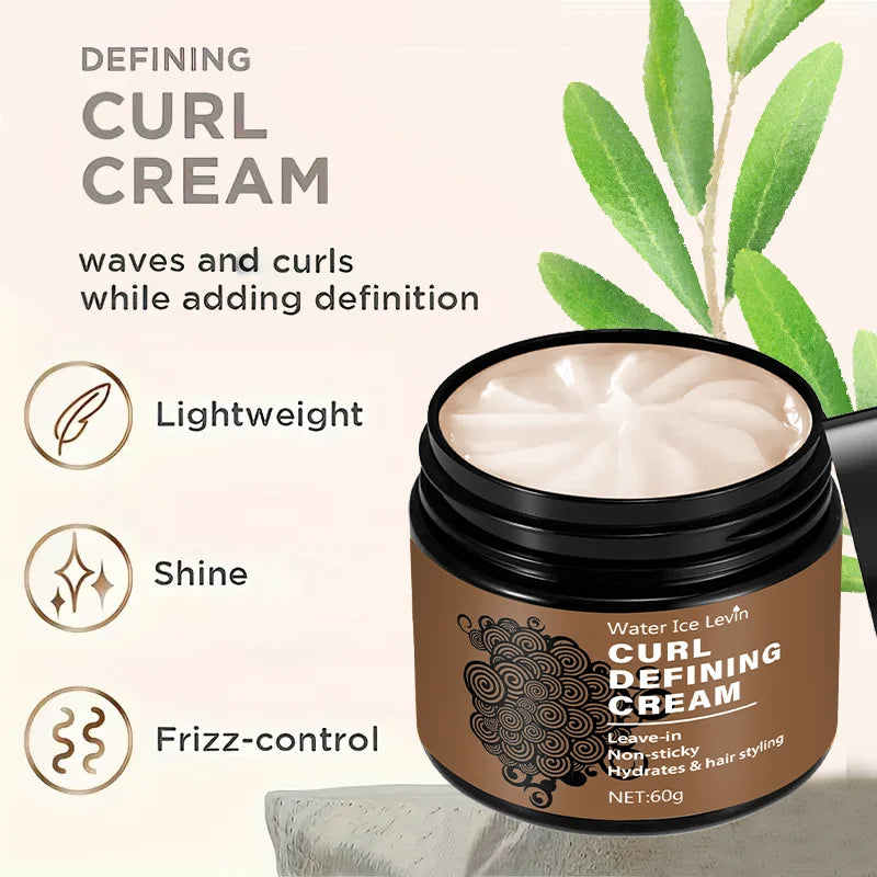 60g Curly Hair Styling Cream, Injection Castor Seed Oil - Anti-Frizz, Maintaining Moisturizing and Elasticity, Suitable for Dry and Curly Hair, Suitable for Both Men and Women