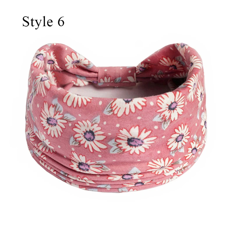 Bohemian Knot Turbans Yoga Elastic Head Wrap Women Fashion Vintage Elastic Hair Band Lady Wide Headbands Female Hair Accessories