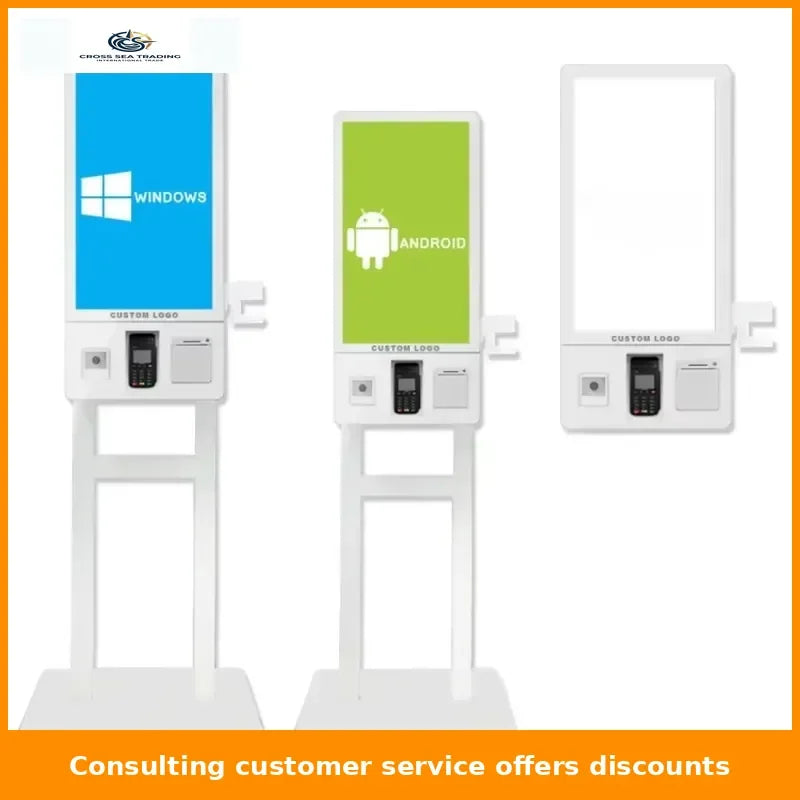 Restaurant 24 27 32 inch touch screen cashless POS fast food self-service order payment end point kiosk floor machine