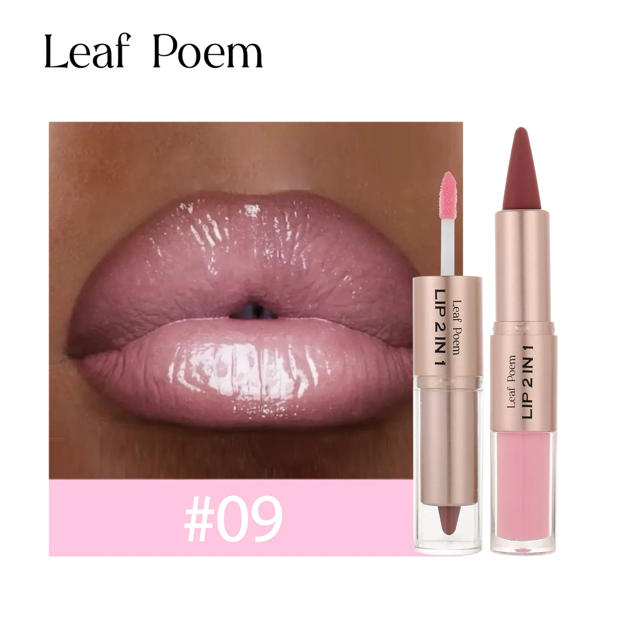 2 in 1 Lip Liner & Lip Gloss Waterproof Double Ended Matte Contour Pencil Crystal Mirror Lip Glaze Lasting Non Sticky Lip Makeup