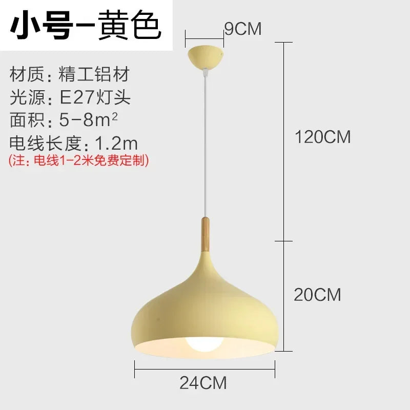 24cm European Style Pendant Lamp Macaroon Color Aluminum Products Chandelier Fresh Indoor Lighting in The Restaurant Bedroom