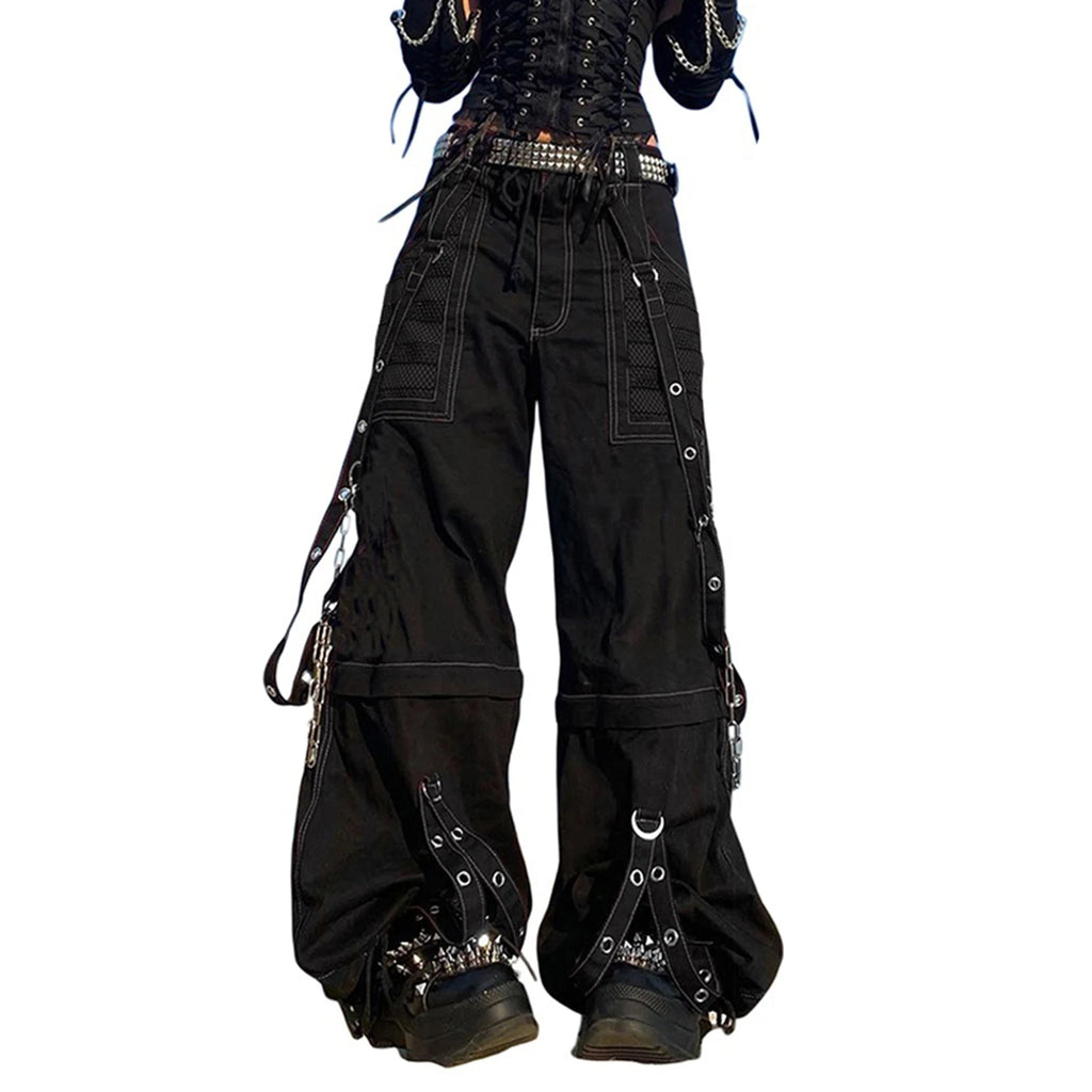 Women's Striped Cargo Jeans with Pockets