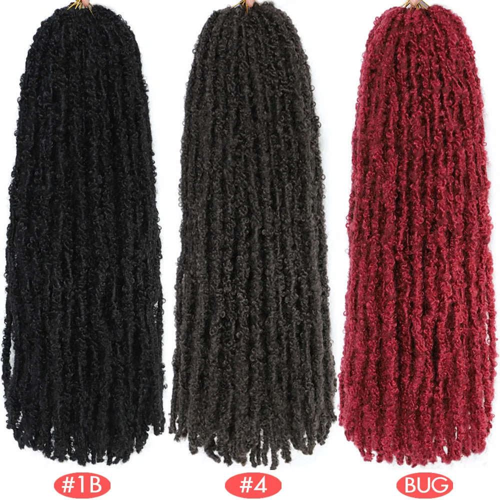 1- 6Packs Butterfly Locs Crochet Hair 36 24 18 14 12inch Pre Twisted Natural Black Distressed Faux Locs Crochet Braids for Women