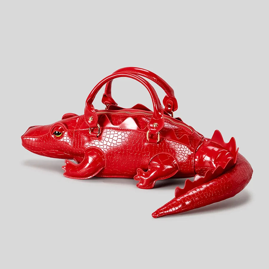New Trendy Crocodile Shape Handbag for Women, Europe and America Fashion Tote Designer Female Casual Shoulder Crossbody Bag Ins
