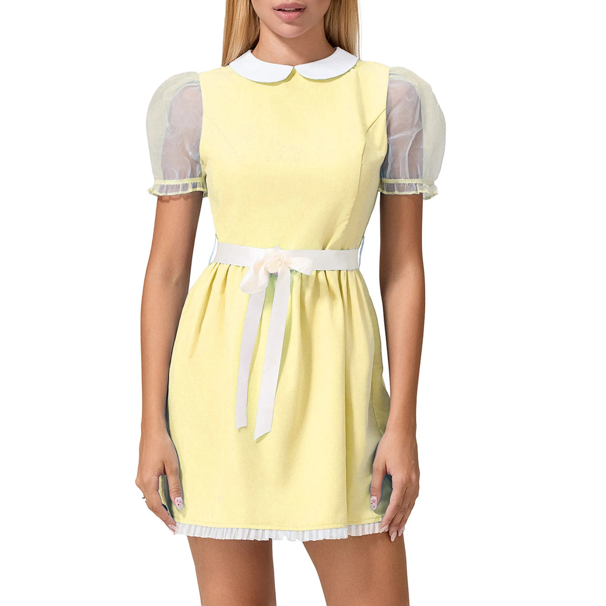 Halloween Creepy Grady Twins Costume for Women Blue Babydoll Dress Cosplay Costume Halloween Fancy Dress Y2k Streetwear