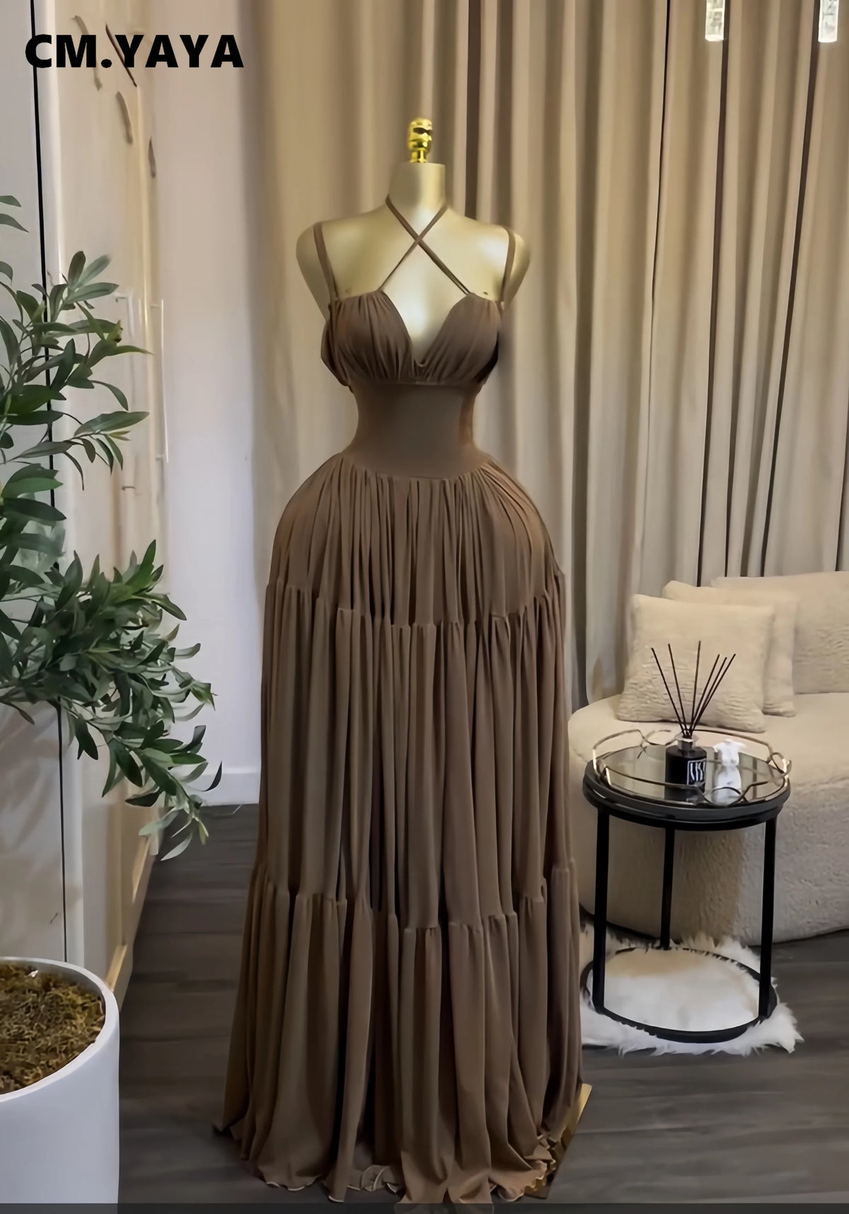 CM.YAYA 2026 Fall Winter Women Long Sleeve Slash Neck Long Maxi Dress Slim Evening Birthday Trendy Sexy Vacation Party Dresses
