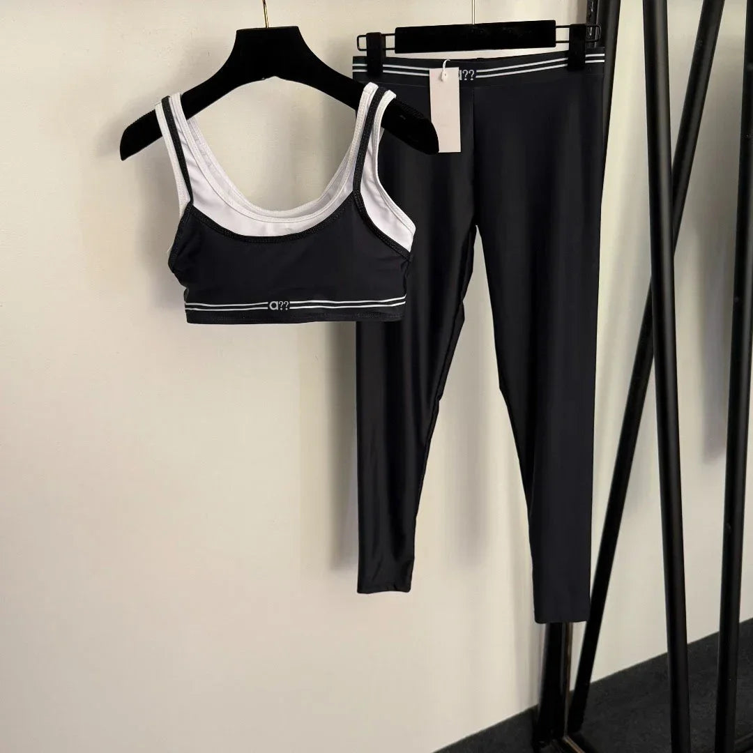 2026 Summer New Style Yoga Sports Outfit - Bandeau Top Stretchy Ankle-length Leggings