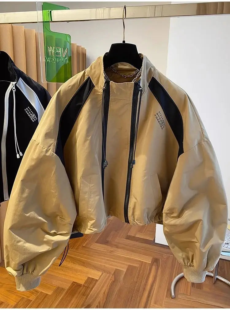 Spring Autumn Zipper Sweatshirt Men Bomber Jacket Cargo Coat Windbreaker Long Sleeve Outdoor Outerwear Black Men Clothing New