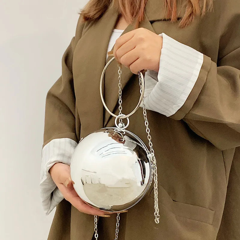 Luxury Women Round Ball Evening Bag 2024 Fashion Smooth Bright Surface Clutch Bag Ladies Crossbody Bag Party Chain Handbag Purse