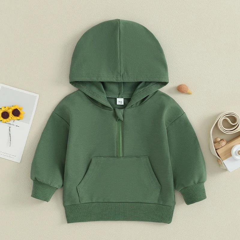 Toddler Hooded Sweatshirt – Solid Color Long-Sleeve Pullover