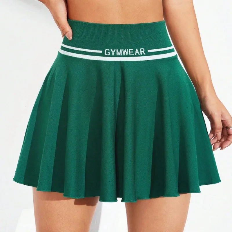 Women's Seamless Knit Tennis To Badminton Skirt Short Fitness Yoga Dress Court Mini Sports Skirt Sports Wear for Gym Summer