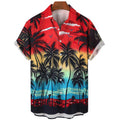 Summer Fashion Men's 3d Hawaiian Shirts Oversized Beach Short Sleeve Coconut Tree Print Shirts Tees Tops Casual Clothes Camiseta