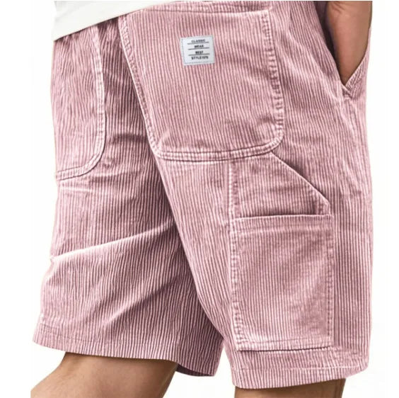 2026 European & American New Style Men's Corduroy Shorts, Multi-pocket Embroidered Logo Retro Cargo Casual Shorts