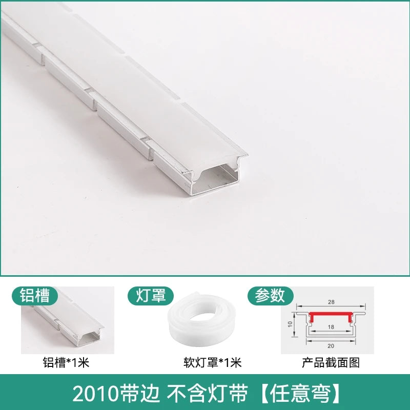 Recessed Bendable Led Aluminum Profile Hidden Ceiling Curved Channel Trimless Soft Cover Wall Floor Decor Linear Strip Light
