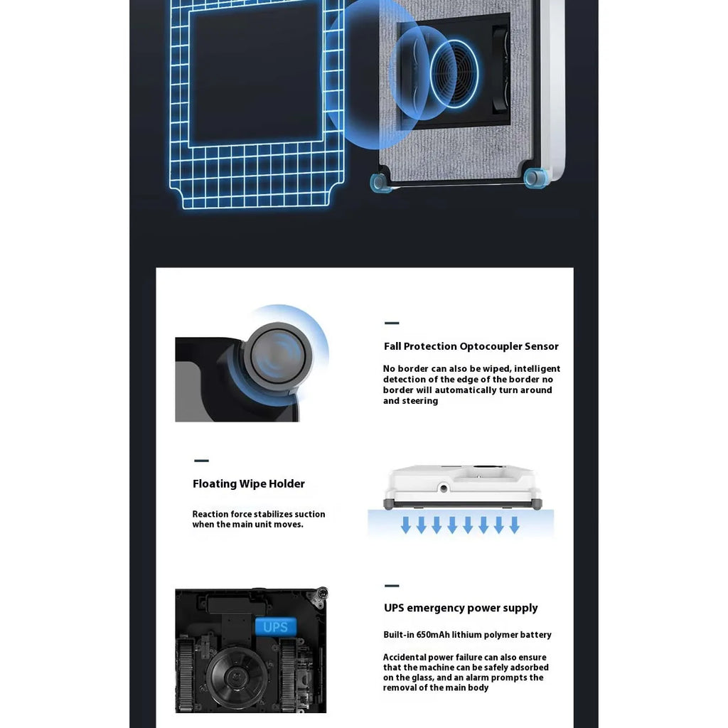 Hengkesen New Generation Upgraded Smart Window Cleaning Robot, Fully Automatic Electric Glass Cleaning Window Cleaner, Remote-Controlled Window Cleaning Machine with Automatic Water Spray, Suitable for Window Glass, Exterior