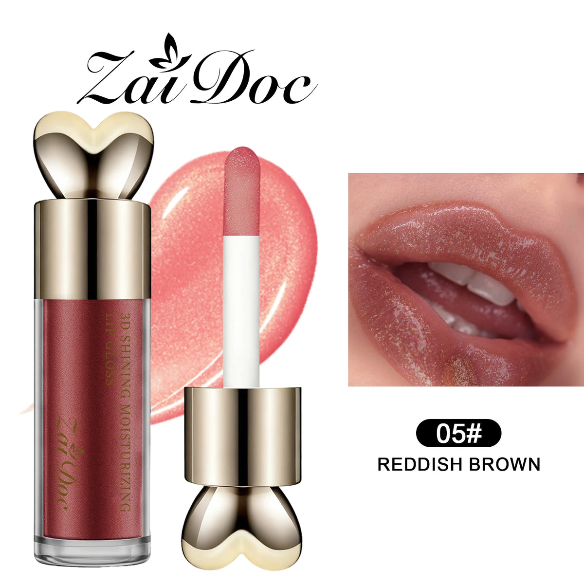 ZaiDoc Muti-Pcs 3D Plumping Shimmer Lip Gloss 6 Colors Moisturizing Glossy Finish Optional Hydrating Lip Oil Glaze Long Lasting Non-Sticky Liquid Lipstick for Girls Daily Makeup Cosmetics