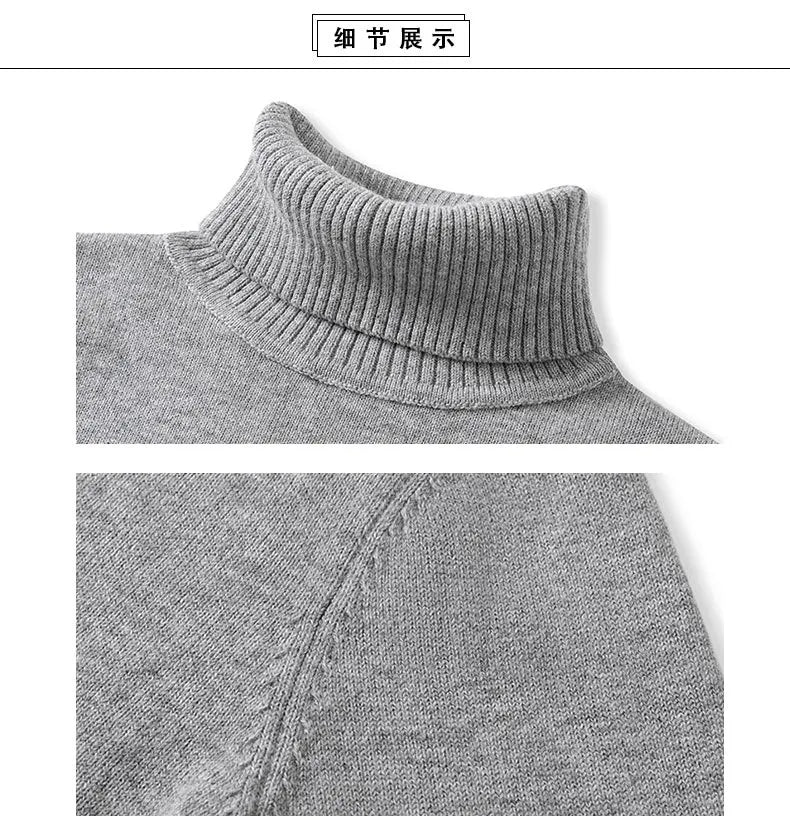 New Autumn Winter Children's Cotton Sweater Full Sleeve Turtleneck Knitwear Baby Boys Girls Clothing Warm Soft Jumper Pullovers