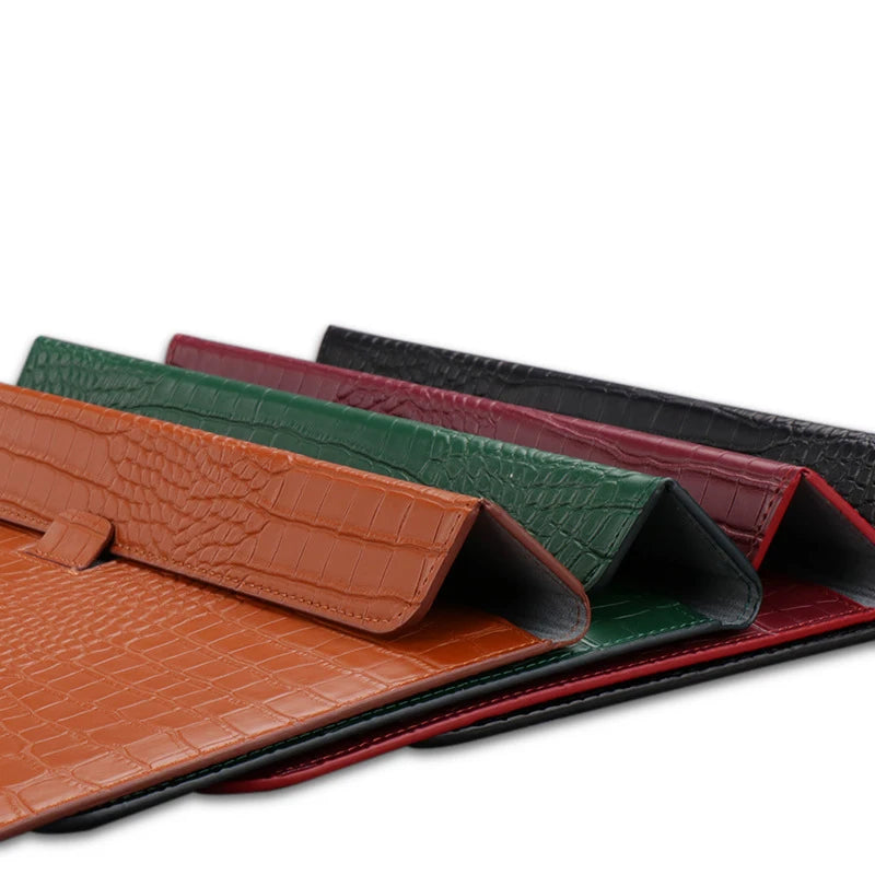 Textured PU Leather Flip Laptop Sleeve for 11–16-Inch Laptops