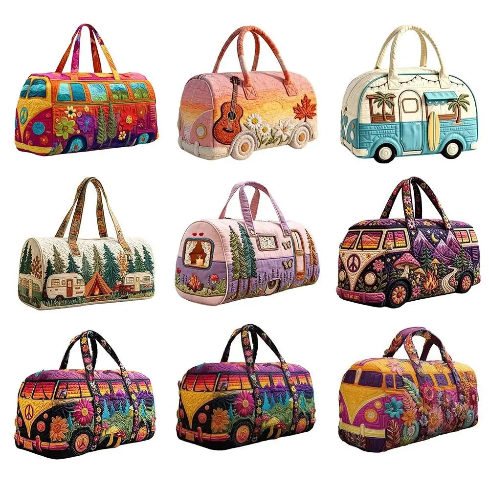 Durable 18x9x9cm Quilted Duffle Bag 3D Quilting Craft Large Capacity Fitness Short Bag Travel Handbag for Travel
