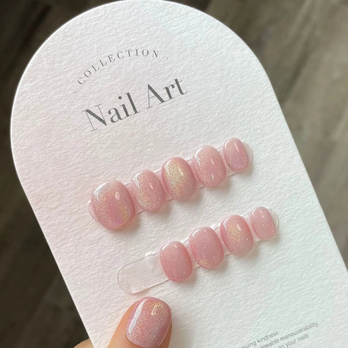 10Pcs Glitter Handmade Press On Nails Short Round Japanese Heart Diamond Full Cover Autumn Decorative Manicure Wearable Nail Tip