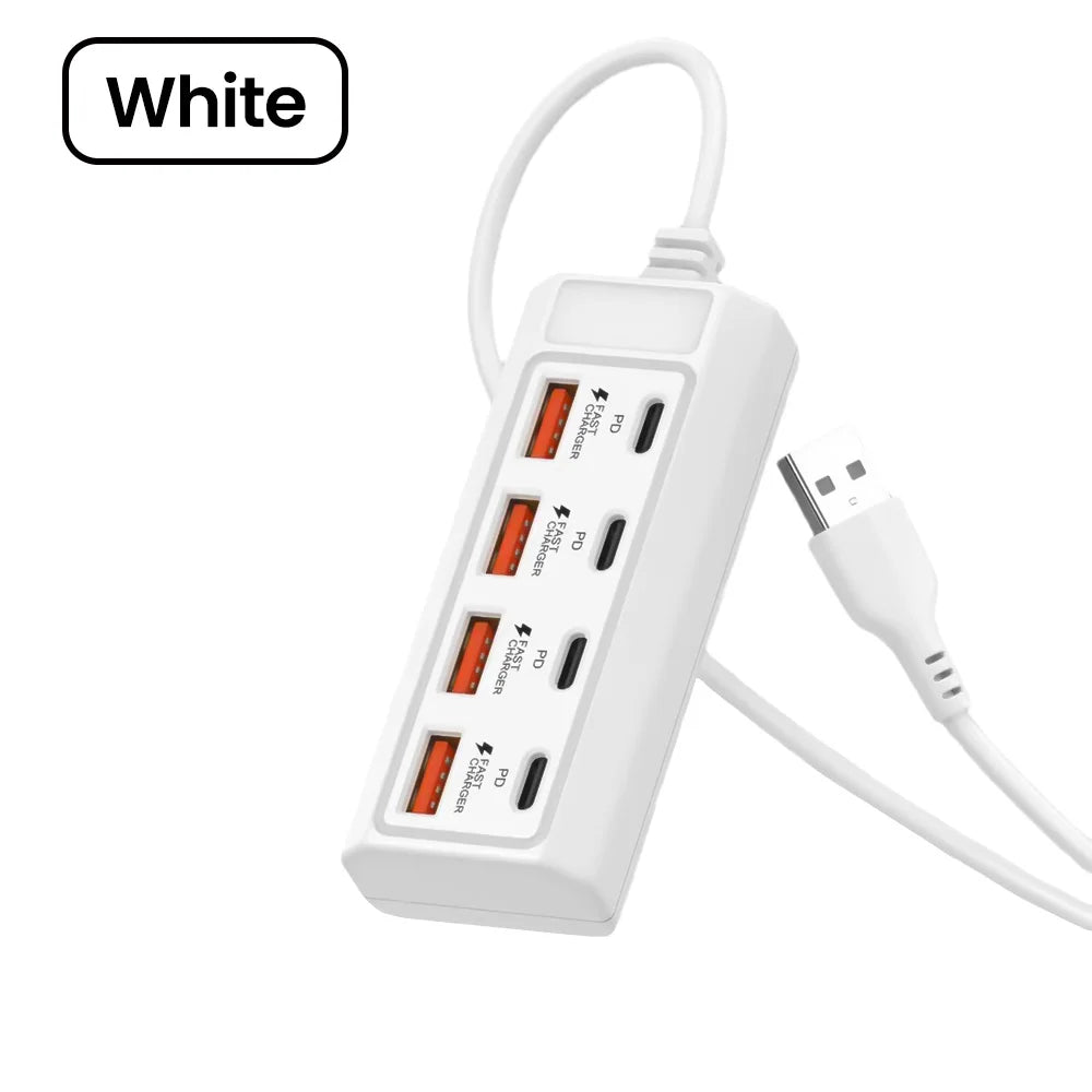 8 Ports 25W Power Outlet Adapter Electrical Socket Docking Stations 4USB+4Type C Charger Splitter Converter USB Extension Socket