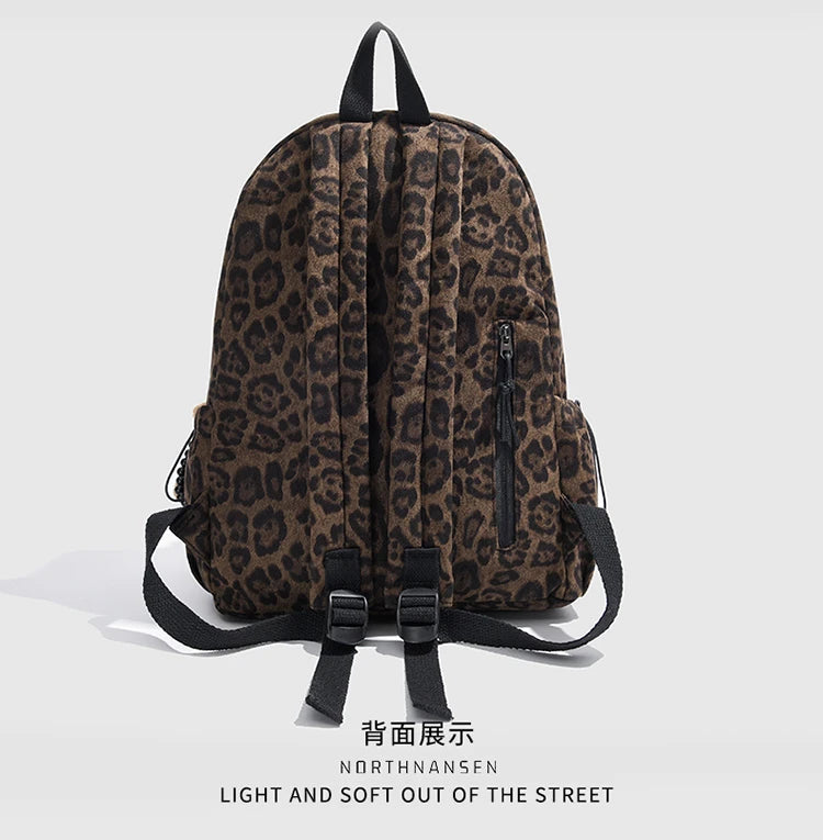Leopard print Woman Backpack School Book Bags For Teenage Girls Boys Harajuku Female College Bag Student Lady leisure BagPack