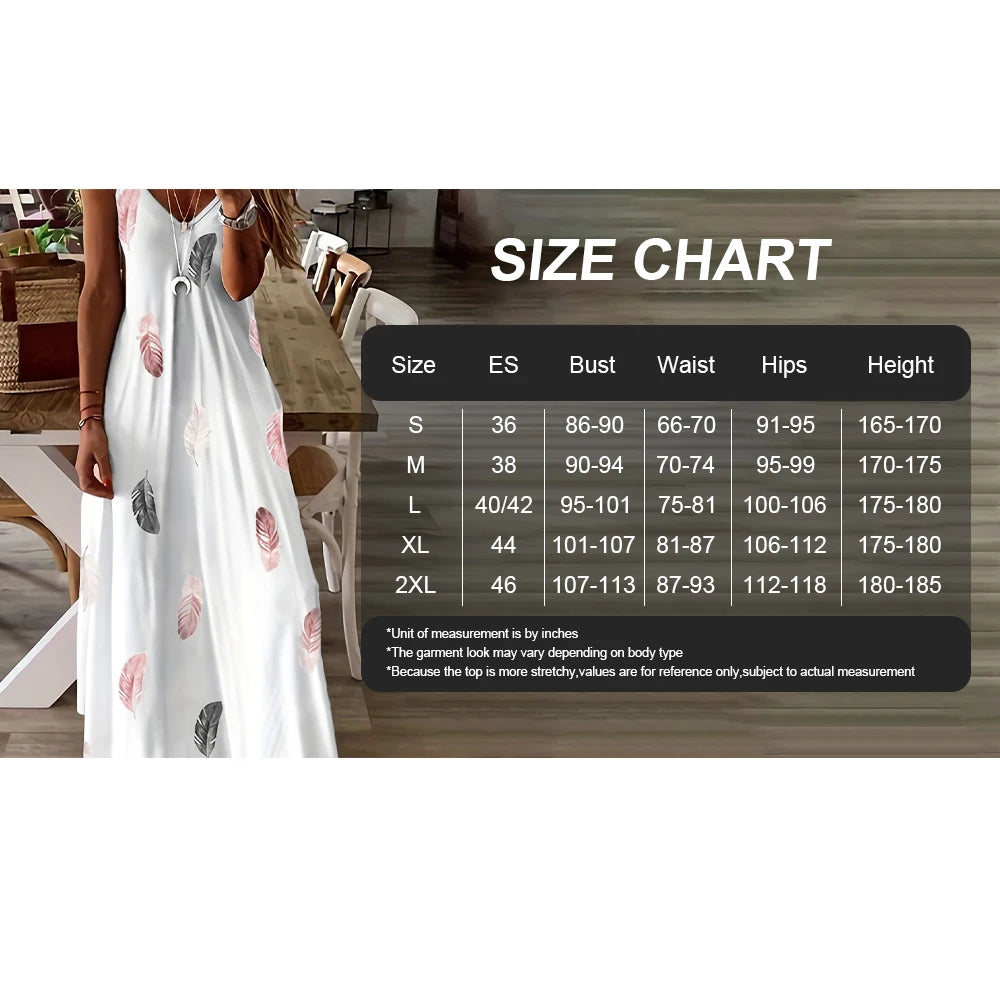 2024 New Women's Vintage Print Sleeveless Floor-Length Sundress Fashion V-Neck Slip Dress Bohemia Casual Loose Holiday Clothing