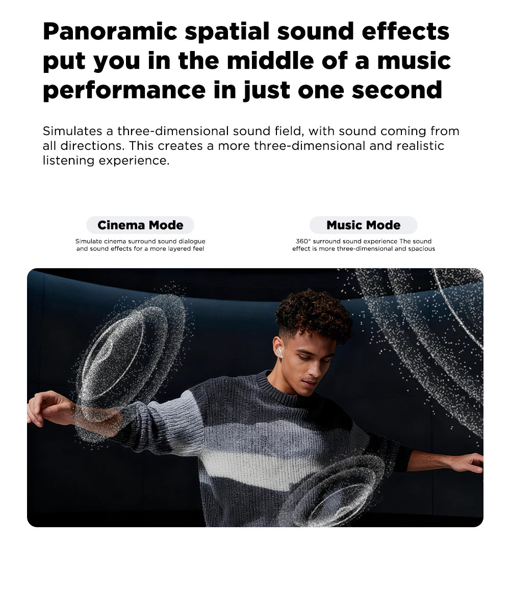 MINISO MS106 Bluetooth Earphone TWS Wireless Headphones Long Battery Life Sports Earphones Noise Reduction Comfortable Earbud