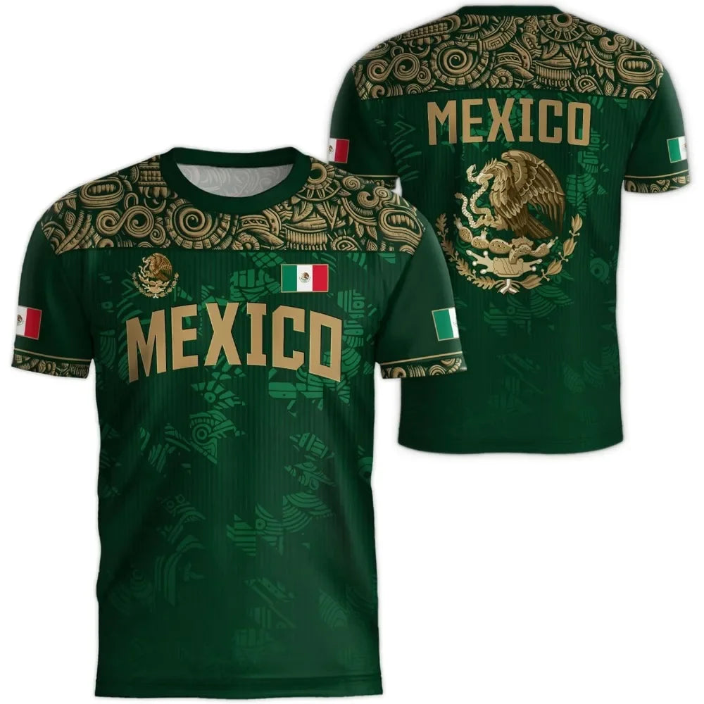 MEXICO Flag 3D Print Sports Quick-dry Breathable Men T-shirt Outdoor Football Jersey Team Fan Parent-child Short Sleeve Clothing
