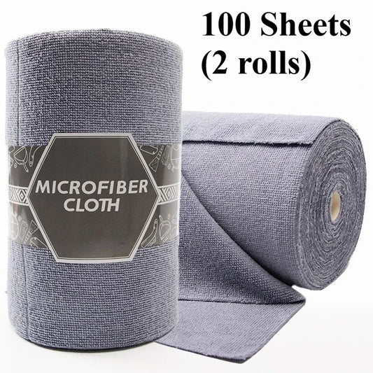 100 Sheets/2 Rolls Reusable Cleaning Wipes, Household Kitchen Cloth, Microfiber Towel Roll, Cleaning Cloth Alternative to Paper Towels, Suitable for Various Holiday Dinners and Parties