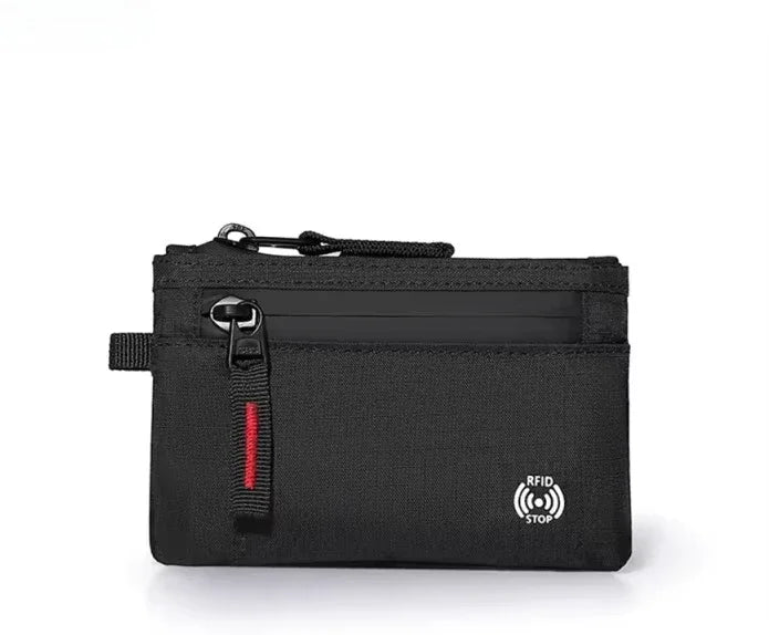 RFID Blocking Mini Travel Wallet Anti‑Scan Card Pouch with Keychain, Portable Coin Purse for Travel Daily Use Slim Light