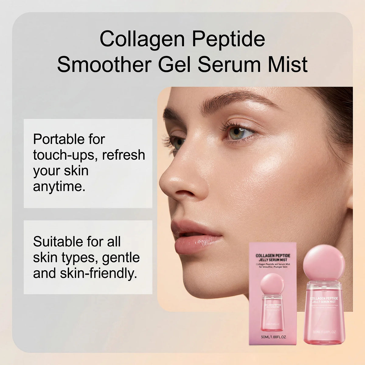 Collagen Peptide Jelly Mist Serum Moisturizing Facial Rejuvenation Refreshing Deep Hydration Face Care Firm Skin Plumping Serum
