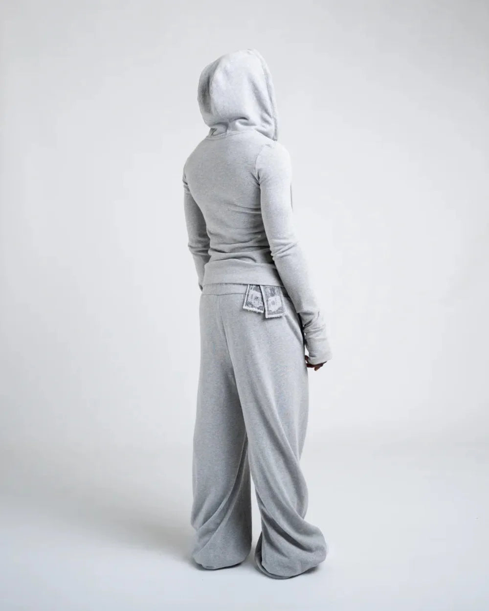 Y2K New Fashion Light Gray Hoodie Women Harajuku Casual Short Sweatshirt Large Zipper Decoration Hoodie Goth Sexy Slim Fit Tops